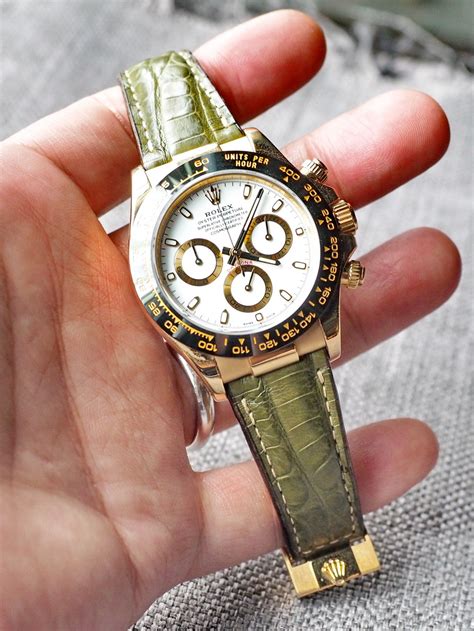 rolex daytona crocodile leather strap|Rolex daytona straps.